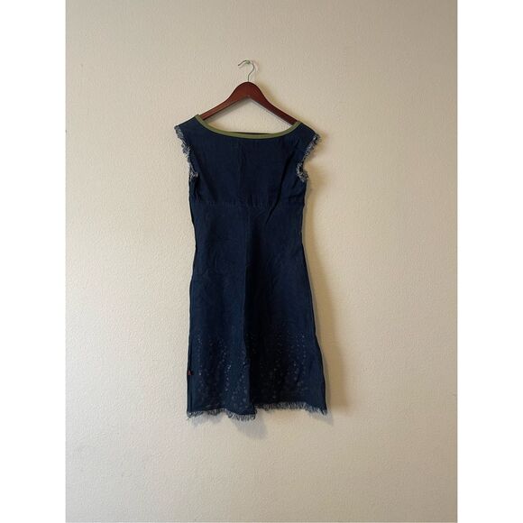Y2k Roxy denim mini dress with raw hem details size small - Picture 4 of 6